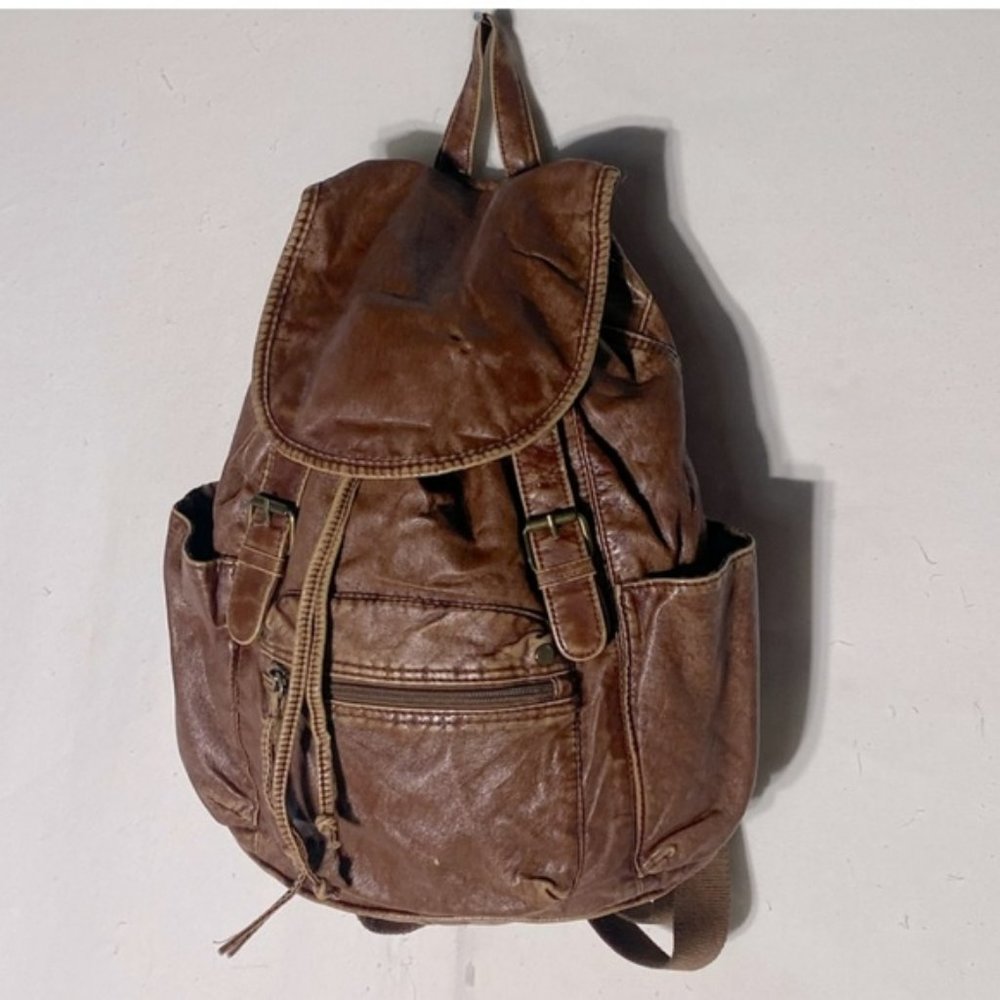Vintage Y2K Mossimo Brown Faux Leather Backpack